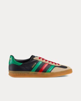 Baskets basses Adidas x Gucci Gazelle en cuir et daim noir/vert/rouge