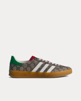 Baskets basses Adidas x Gucci Gazelle GG Supreme en toile beige/ébène