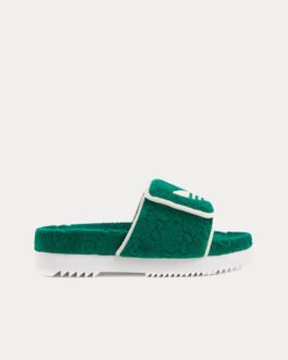 Sandales à plateforme en coton éponge vert Adidas x Gucci GG