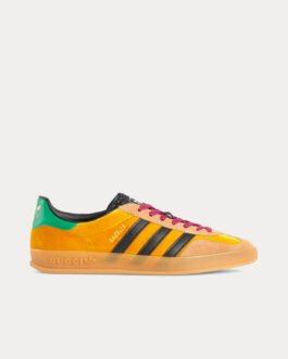 Baskets basses Adidas x Gucci Gazelle en velours jaune et daim beige