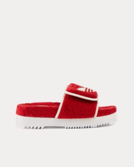 Sandales à plateforme en coton éponge rouge Adidas x Gucci GG