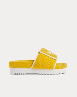 Sandales à plateforme en coton éponge jaune Adidas x Gucci GG