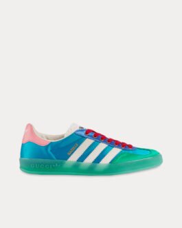 Baskets basses Adidas x Gucci Gazelle en soie bleu clair Duchesse
