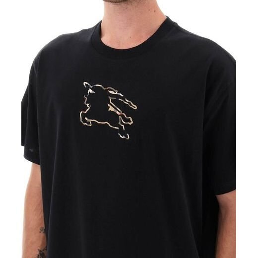 Burberry T-shirt noir en jersey de coton à imprimé graphique Padbury pour homme