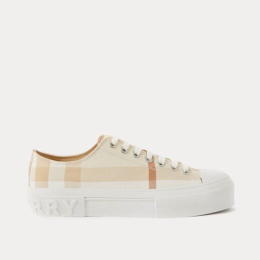 Burberry Baskets basses en coton doux à carreaux fauve