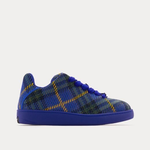 Burberry Baskets basses Box Check Knit bleu marine vif