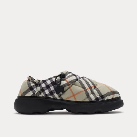 Burberry Mules Check Pillow en nylon mélangé sauge clair