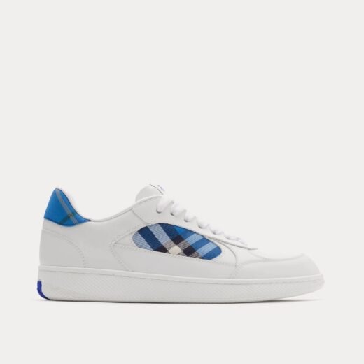 Burberry Baskets basses Check Terrace en cuir blanc/jacinthe