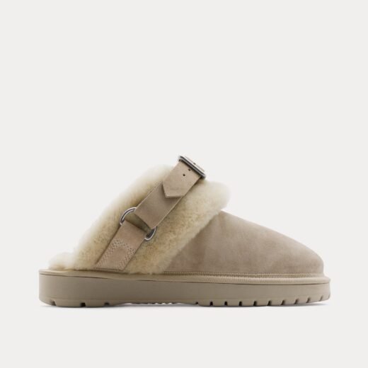 Burberry Mules Hunter en daim et peau lainée Chubby