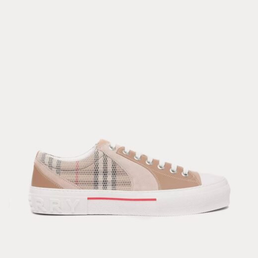 Burberry Baskets basses Vintage Check en maille, cuir et daim beiges / beiges archives