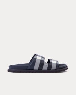 Claquettes Burberry Check bleu anthracite foncé