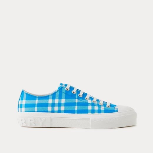 Burberry Baskets basses en coton à carreaux bleu vif