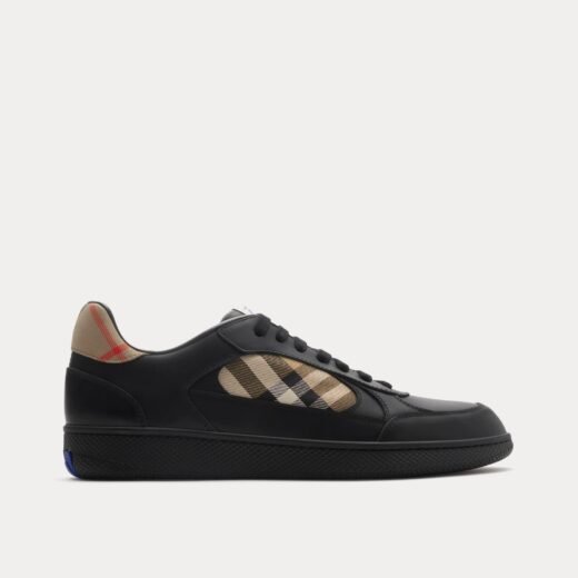 Burberry Baskets basses Check Terrace en cuir noir/sable