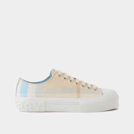 Burberry Baskets basses en coton bleu doux à carreaux