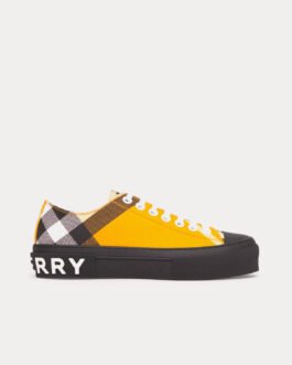 Baskets basses jaunes en coton à carreaux avec logo Burberry