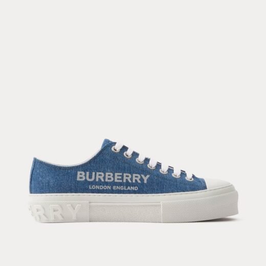 Burberry Baskets basses bleu denim à imprimé logo – Bleu / 35