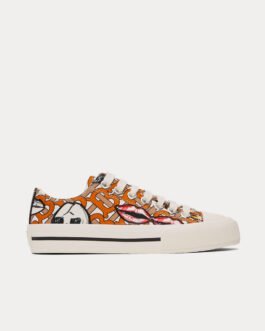Baskets basses Burberry Larkhall Scribble blanches/orange