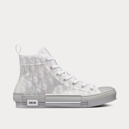 Dior Baskets montantes B23 en toile Dior Oblique grise réfléchissante – 35