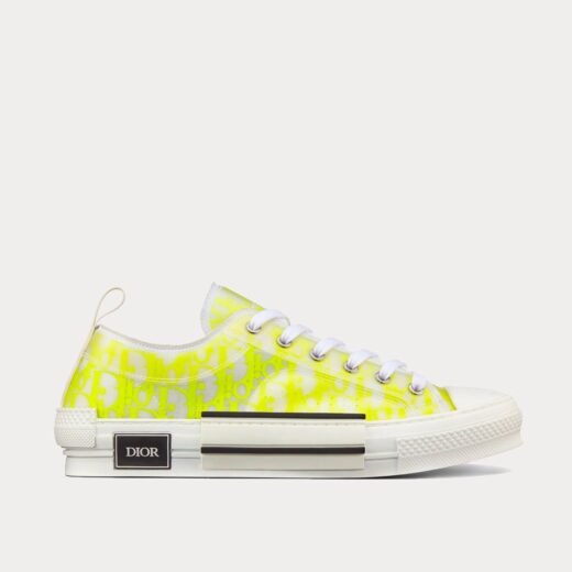 Dior Baskets basses B23 en toile blanche et jaune Dior Oblique