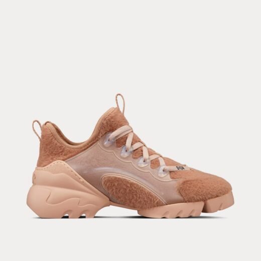Dior Baskets basses D-Connect en maille effet fourrure nude