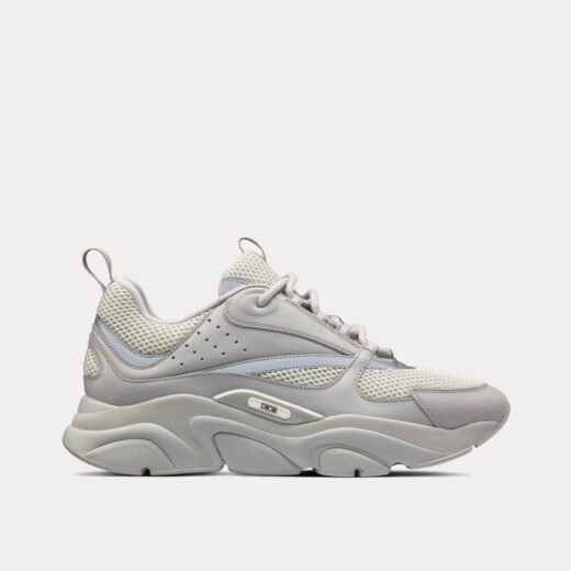 Dior Baskets basses B22 en mesh technique et cuir de veau lisse gris – 35