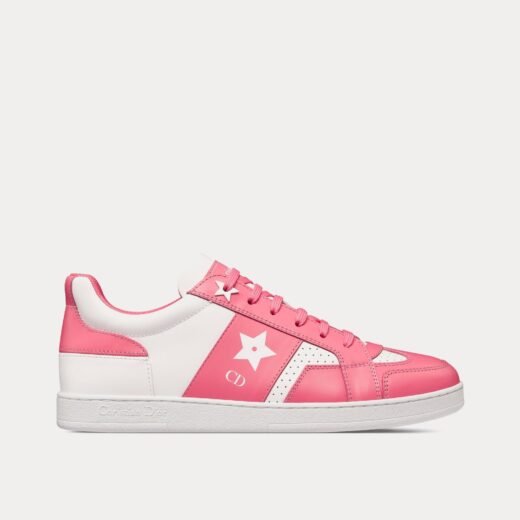 Dior Baskets basses Dioriviera Dior Star en cuir de veau blanc / rose bonbon