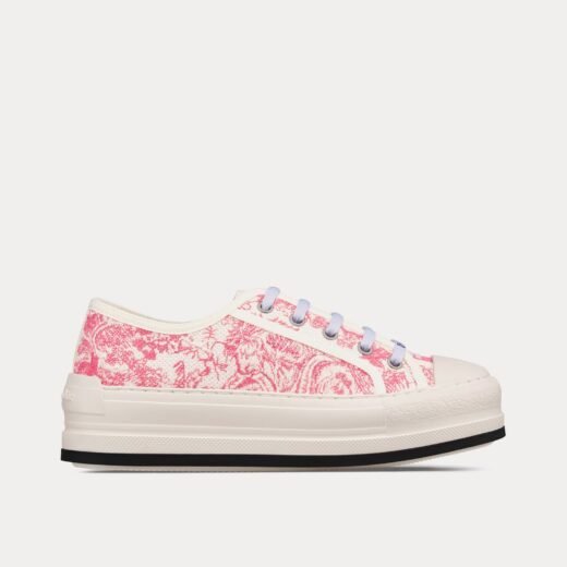 Dior Baskets basses Dioriviera Walk'n'Dior Platform en coton brodé de toile de Jouy Sauvage rose bonbon