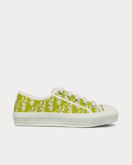 Baskets basses en coton brodé Dior Oblique vert citron Walk'n'Dior