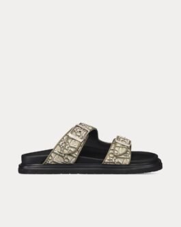 Sandales Dior Aqua Khaki en jacquard Dior Oblique