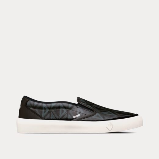 Dior Baskets à enfiler B101 en toile noire et cuir de veau lisse CD Diamond – 35