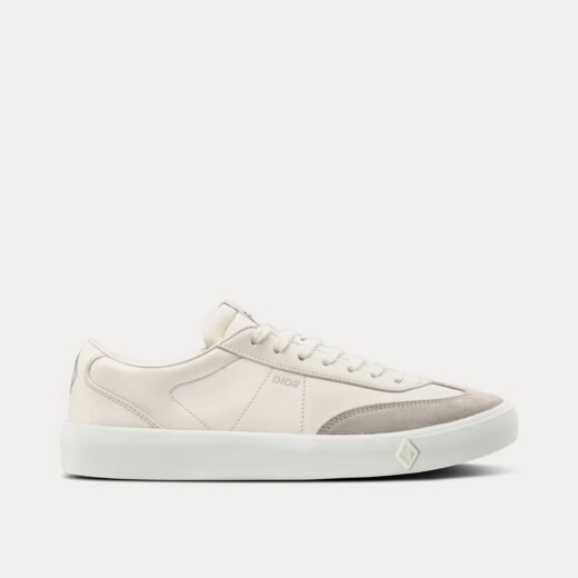 Dior Baskets basses B101 en cuir de veau lisse crème et nubuck grège – 35