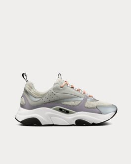 Baskets basses Dior B22 grises en mesh technique et cuir de veau lisse