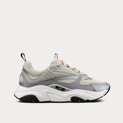 Dior Baskets basses B22 grises en mesh technique et cuir de veau lisse – 35