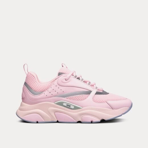Dior Baskets basses B22 roses en mesh technique et cuir de veau lisse – 35