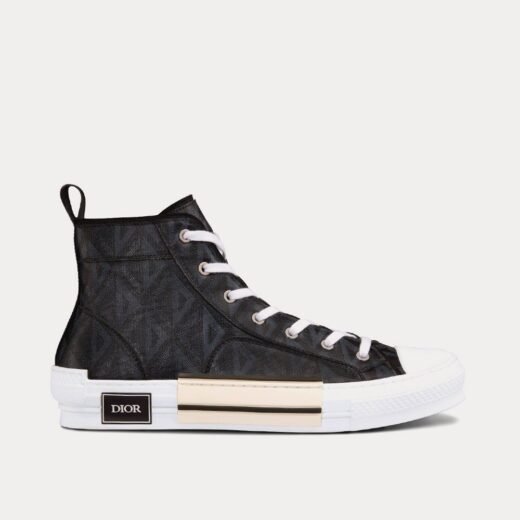 Dior Baskets montantes en toile noire à diamants B23 – 35