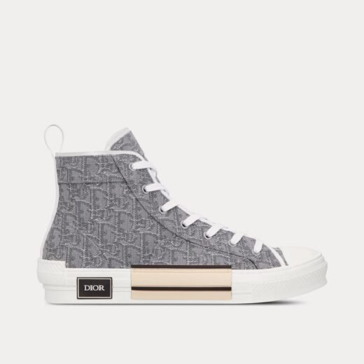 Dior Baskets montantes B23 en jacquard Dior Oblique et fil métallisé ton ruthénium – 35