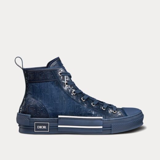 Dior Baskets montantes B23 en toile transparente avec motif Dior Oblique bleu en relief