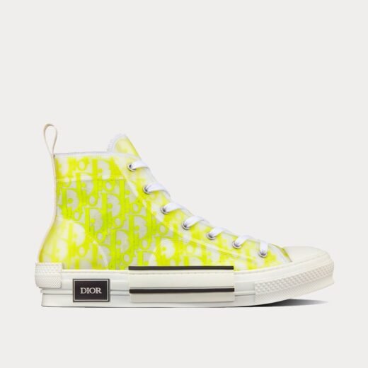 Dior Baskets montantes B23 en toile Dior Oblique blanches et jaunes