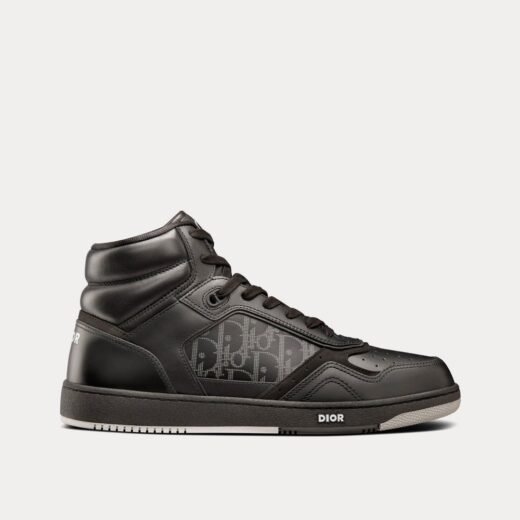 Dior Baskets montantes B27 noires en cuir Dior Oblique Galaxy, veau lisse et daim