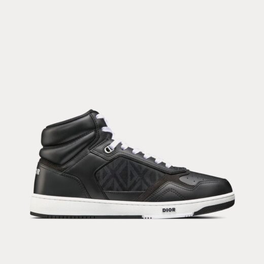 Dior Baskets montantes B27 en cuir de veau lisse noir et toile CD Diamond