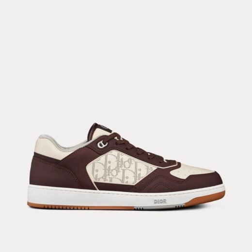 Dior Baskets basses B27 en cuir de veau nubuck marron et cuir Dior Oblique Galaxy blanc