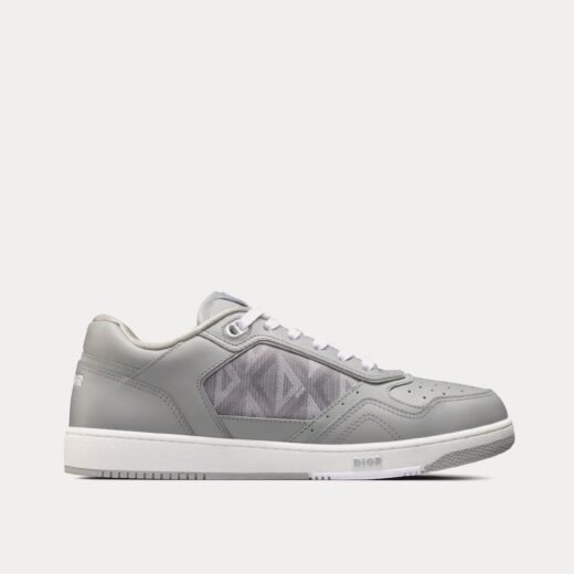 Dior Baskets basses B27 en cuir de veau lisse gris et toile CD Diamond