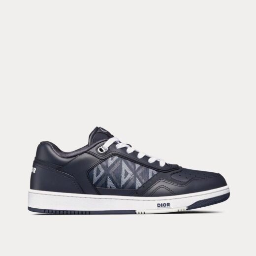Dior Baskets basses B27 bleu marine en cuir de veau lisse et toile CD Diamond