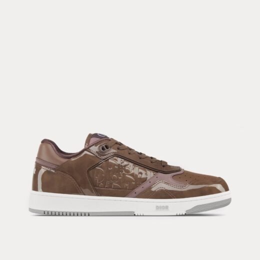 Dior Baskets basses B27 en cuir de veau verni prune et cuir Dior Oblique Gravity