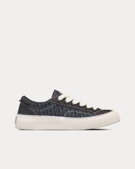 Baskets basses Dior B33 noires en cuir de veau lisse et jacquard Dior Oblique