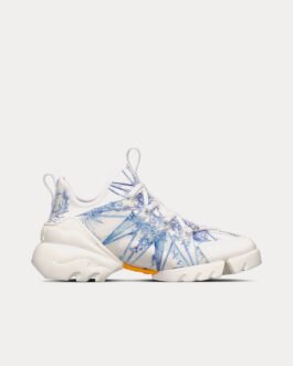 Baskets basses Dior D-Connect en tissu technique multicolore bleu à imprimé Rêve d'Infini