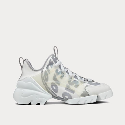 Dior Baskets basses D-Connect blanches en tissu technique réfléchissant imprimé Dior Spatial