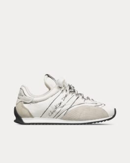 Baskets basses Dior D-Sketch blanches en nylon et cuir de veau