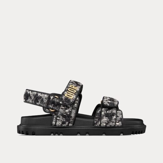 Dior Sandales Dioract en tweed pied-de-poule noir et blanc