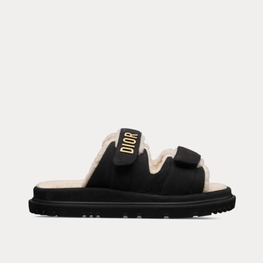 Dior Claquettes Dioract en daim et cuir de chèvre noir